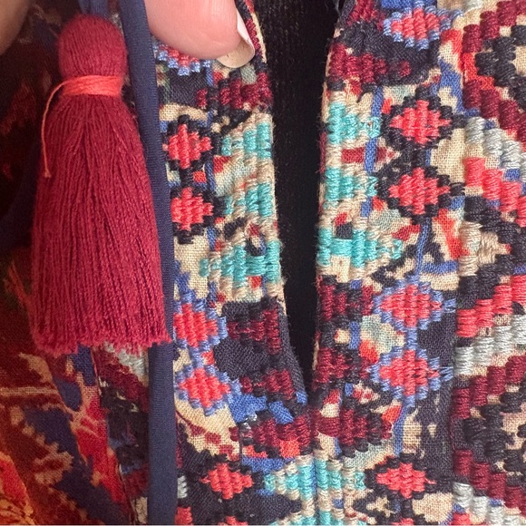 JOHNNY WAS Workshop Linen SET! Shorts & Top! Burgundy Tribal Print! Excellent. M - Picture 3 of 15